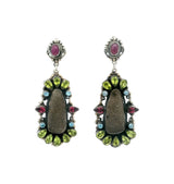 Pair of earrings with gemstones on a white background