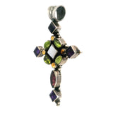 Pendentif Croix Fine Multi-Gemmes avec Bélière Simple Estampée