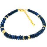 Lapis Lazuli Beaded Bracelet with Vermile Gold - 4mm Rondelle
