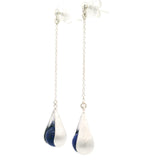 Lapis Lazuli Dangle Earrings with 1.5" chain and 925 Sterling Silver