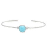 Larimar Twist Bracelet Cuff - Simple Cabochon with 925 Sterling Silver Bezel on Single Band Cuff