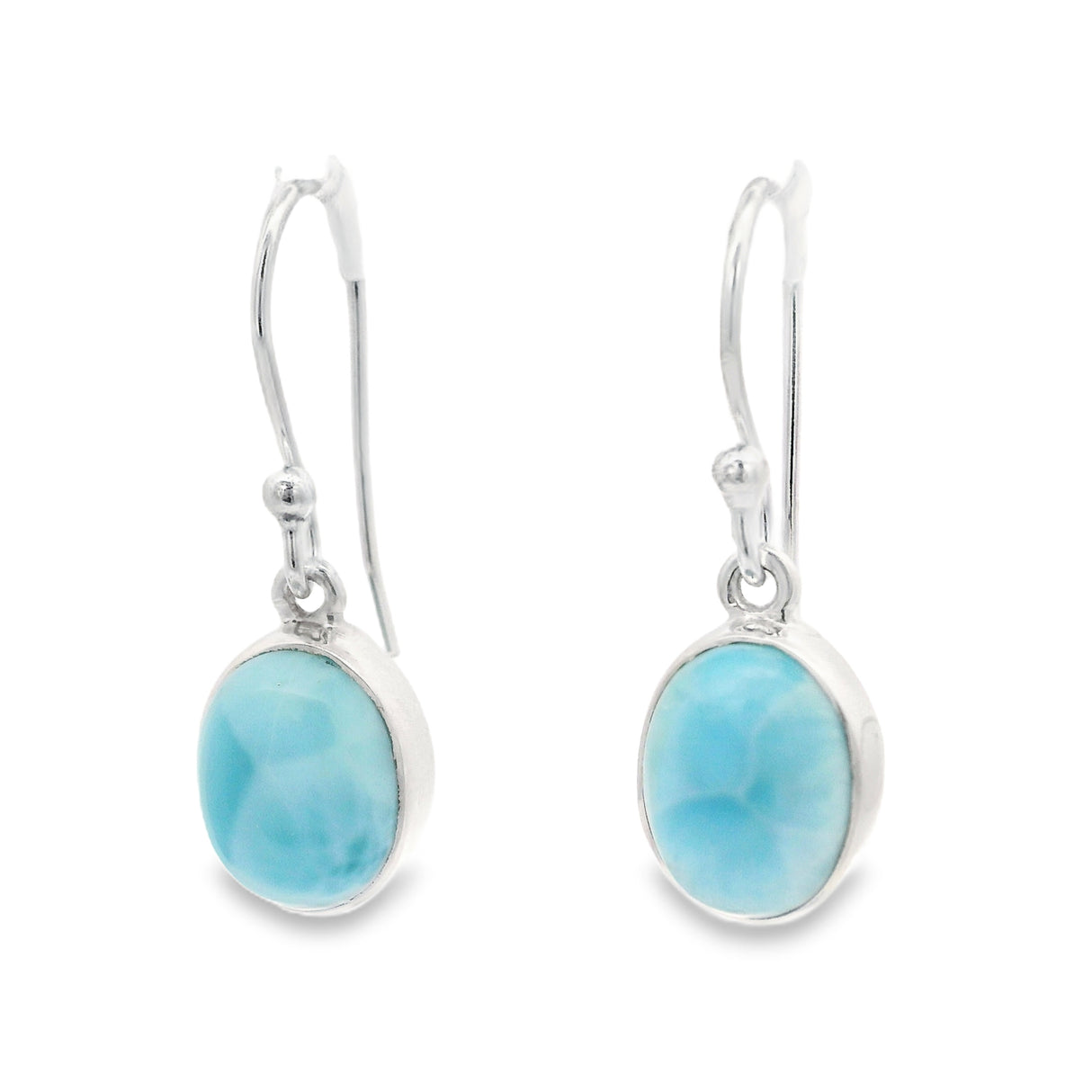 Simple Set Larimar Cabochon Dangle Earrings
