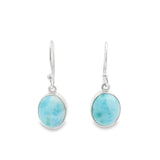 Simple Set Larimar Cabochon Dangle Earrings