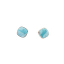 Simple Set Larimar Cabochon Rounded Square Stud Earrings