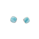 Simple Set Larimar Cabochon Rounded Square Stud Earrings