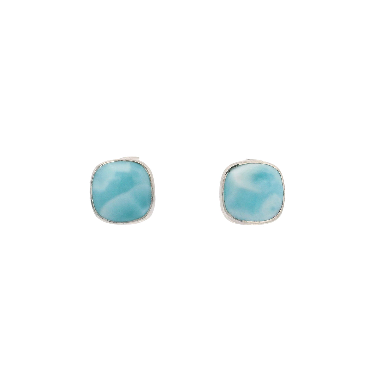 Simple Set Larimar Cabochon Rounded Square Stud Earrings