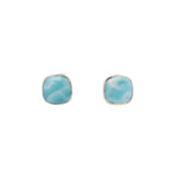 Simple Set Larimar Cabochon Rounded Square Stud Earrings
