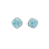 Simple Set Larimar Cabochon Rounded Square Stud Earrings