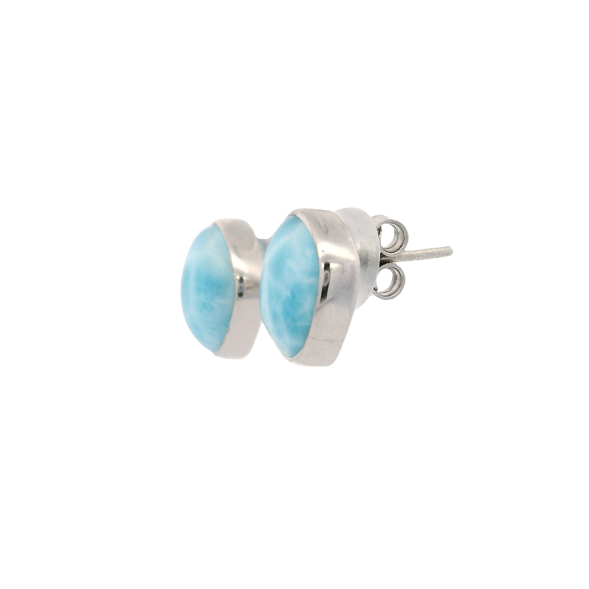 Simple Set Larimar Cabochon Rounded Square Stud Earrings