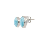 Simple Set Larimar Cabochon Rounded Square Stud Earrings