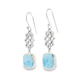 Larimar Cabochon Celtic Dangle Earrings - Rounded Rectangle