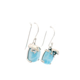 Larimar Cabochon Frog Dangle Earrings - Rounded Rectangle