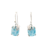 Larimar Cabochon Frog Dangle Earrings - Rounded Rectangle
