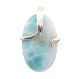 Larimar Oval Pendant with Wrap-around Included Bail in 925 Sterling Silver