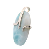 Larimar Oval Pendant with Wrap-around Included Bail in 925 Sterling Silver