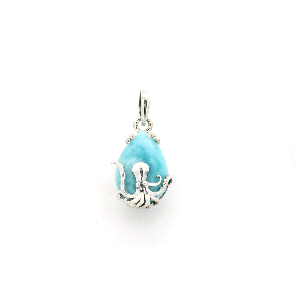 Larimar Cabochon Pendant - Octopus on Teardrop