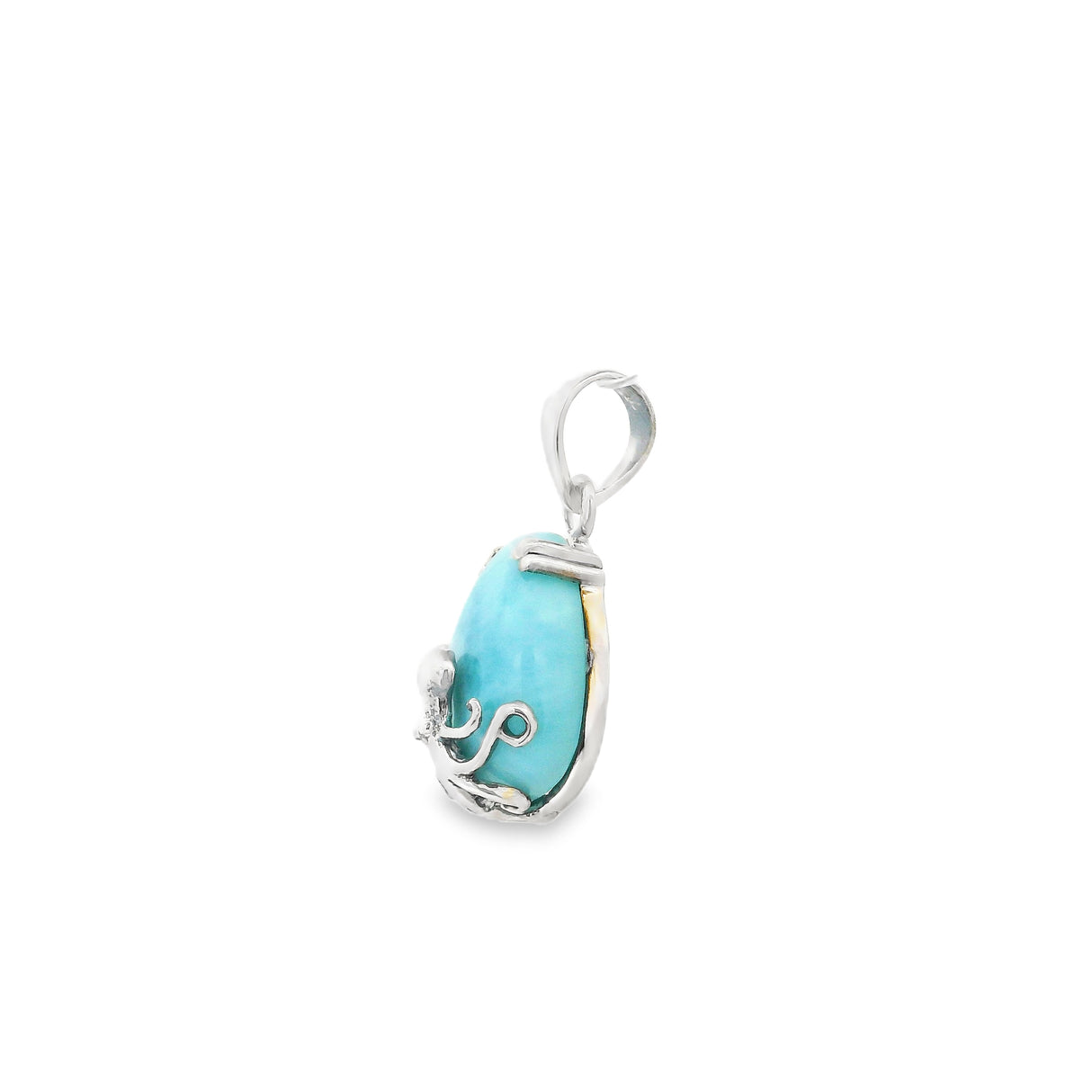Larimar Cabochon Pendant - Octopus on Teardrop
