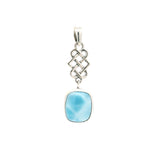 Larimar Cabochon Pendant - Round Rectangle with Celtic Dangle