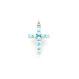 Cabochon Gemstone Cross Pendant - 10 Rounds Prong Set