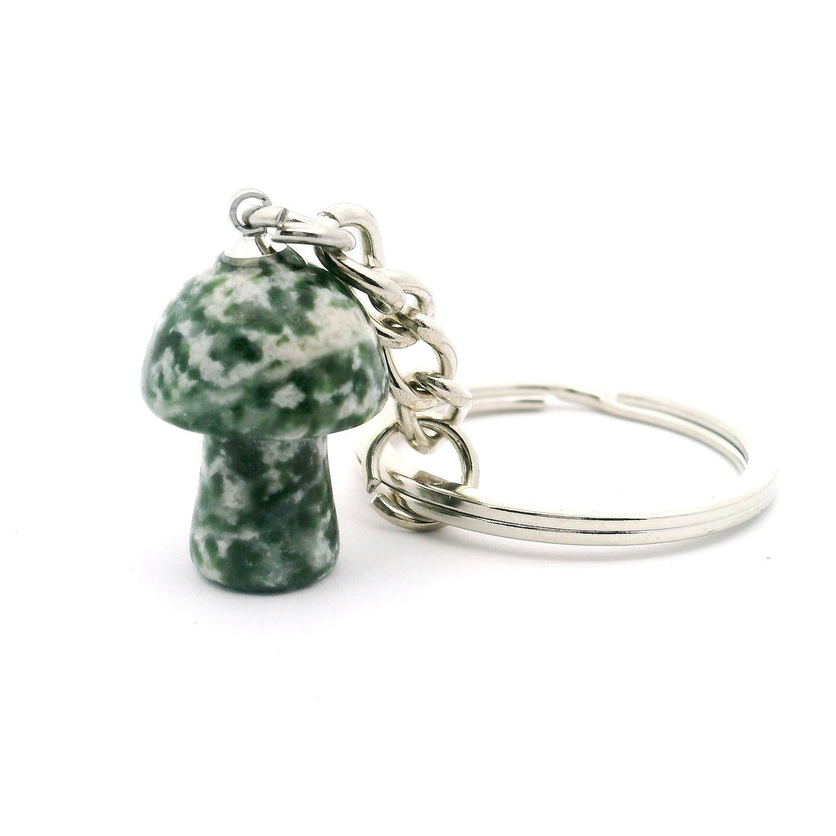 Moss Agate Mushroom Keychain