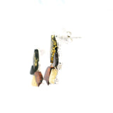 Classic Quad Multicolor Amber Butterfly Stud Earrings Bezel Set in 925 Sterling Silver