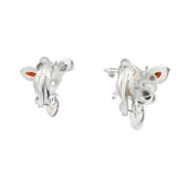 Classic Trio Amber Clip-On Earrings - Cherry/ Green/ Honey Bezel Set in 925 Sterling Silver