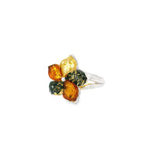 Bague Trio Classique en Ambre - Fleur de Cerisier en Argent Sterling 925