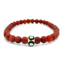Bracelet 6 mm en corail rouge avec perle œil grec