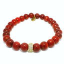 Bracelet en corail rouge 7-8mm avec perle Cz