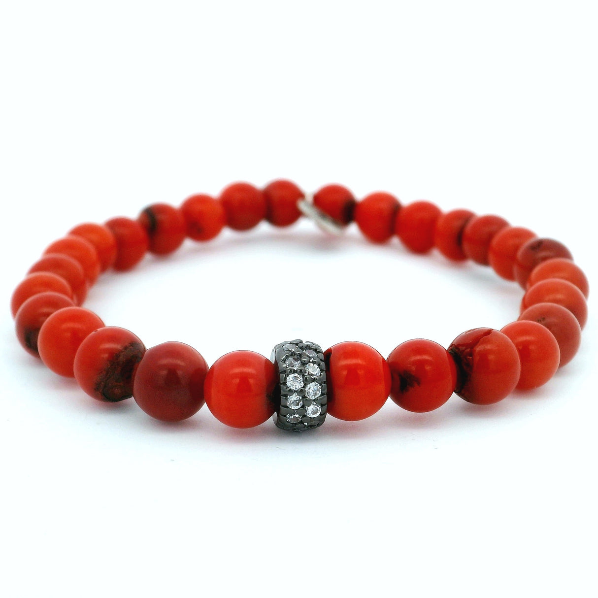 Bracelet en corail rouge 7-8mm avec perle Cz