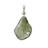 Moldavite Rough Freeform Pendant Bezel Set in 925 Sterling Silver