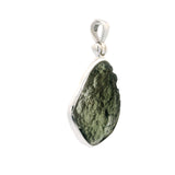 Moldavite Rough Freeform Pendant Bezel Set in 925 Sterling Silver