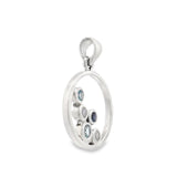 Multi Gemstone Circle Pendant with Gems Bezel Set to One Side in 925 Sterling Silver