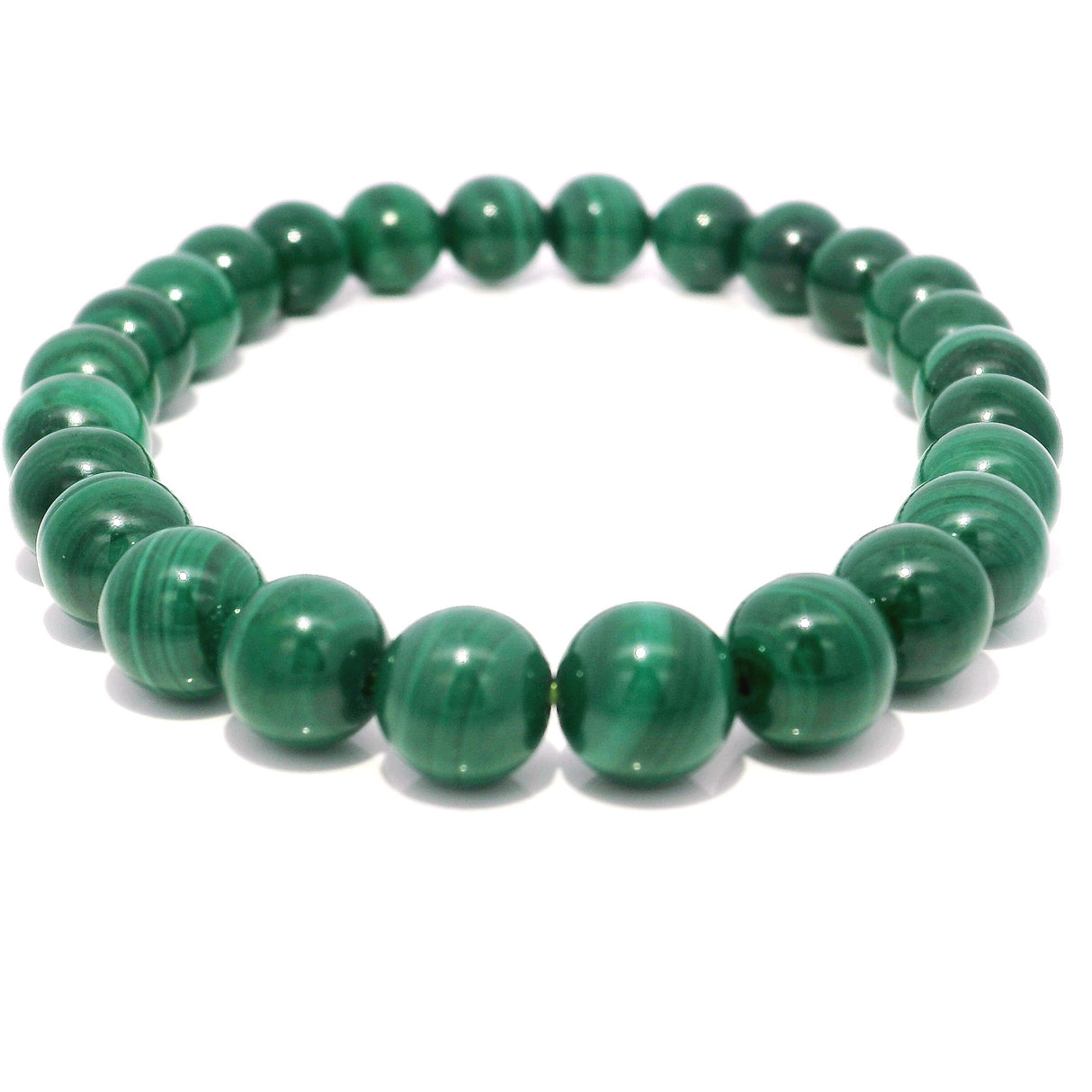 Genuine A+ Malachite Beaded Bracelet - 7mm - 7.5mm Rounds