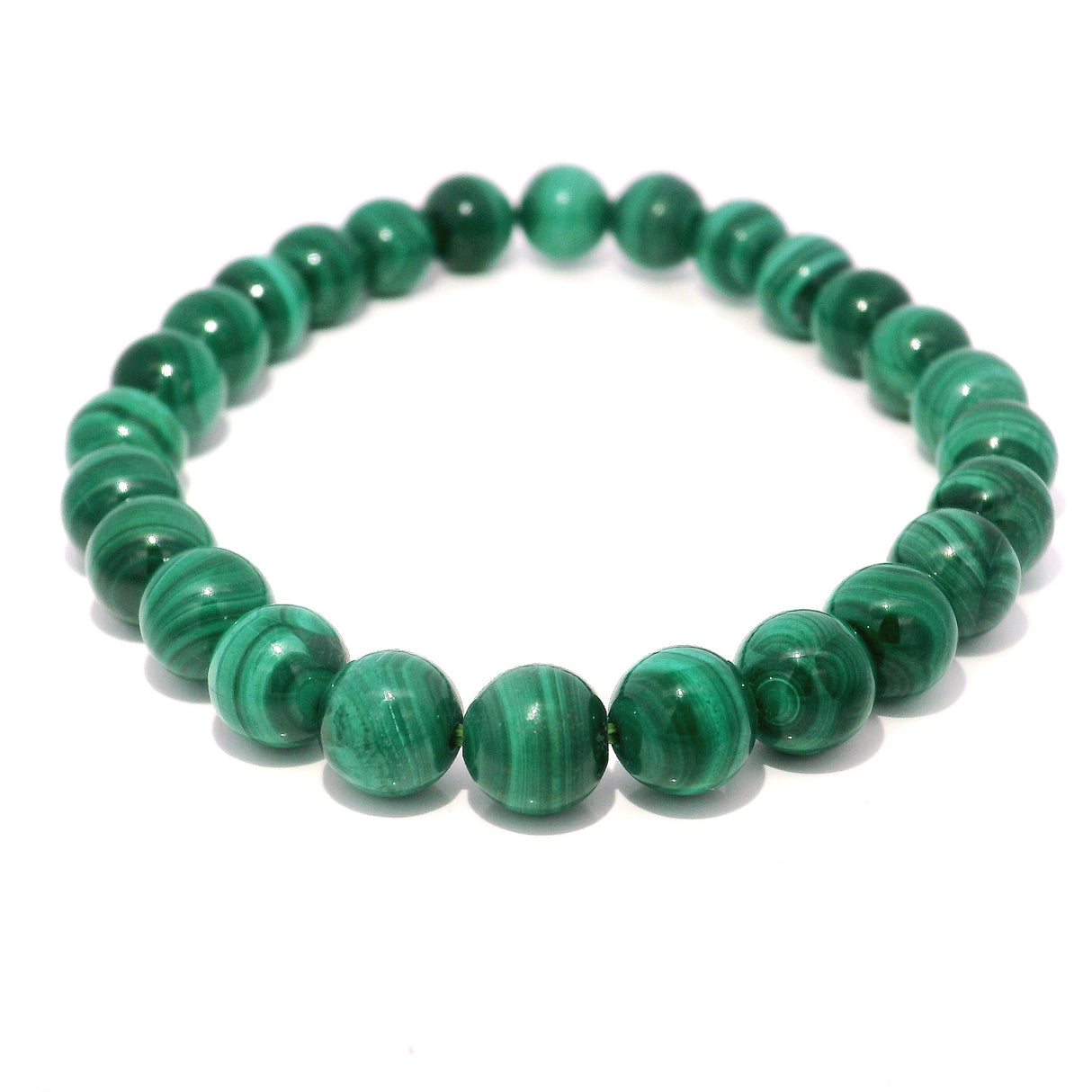 Genuine A+ Malachite Beaded Bracelet - 7mm - 7.5mm Rounds