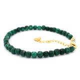 Bracelet à perles facettées avec fermoir mousqueton et chaînette d'extension plaqués or