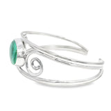 Double Row Designer Cuff Bezel Set in Sterling Silver - Malachite Oval in Spirals