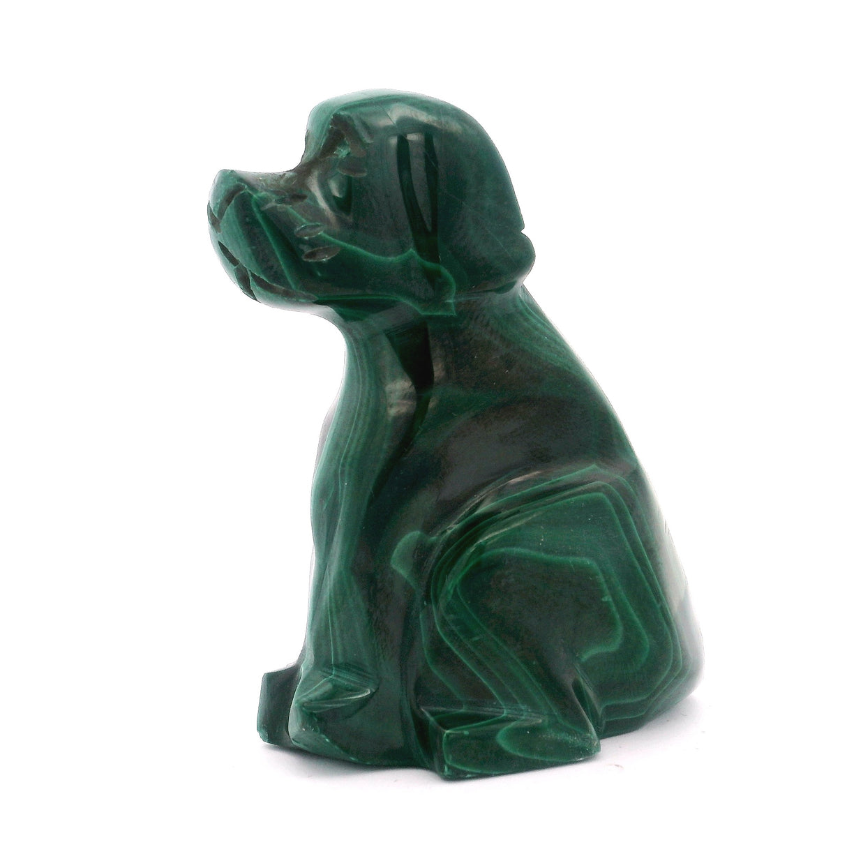 Malachite Animal Carving - Sitting Dog