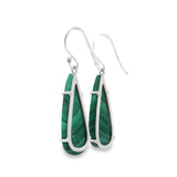 Malachite Teardrop Flat Dangle Earrings Prong Set