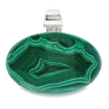 Crevasse Oval Malachite Pendant - Set East to West with Tube Bail