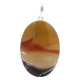 Pendentif en mookaïte panoramique (6,35 cm) avec nuages rouges - Sertissage simple