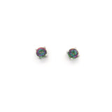 Faceted Prong Set Precious Gemstone in Rhodium Vermeil 925 Sterling Silver