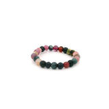 Bague en perles de tourmaline multicolore 2 mm