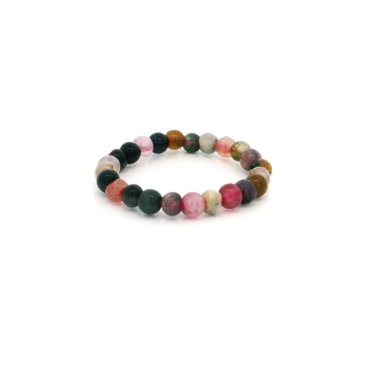 Bague en perles de tourmaline multicolore 2 mm