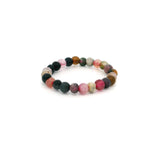 Bague en perles de tourmaline multicolore 2 mm