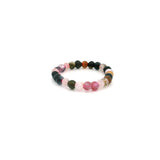 Bague en perles de tourmaline multicolore 2 mm