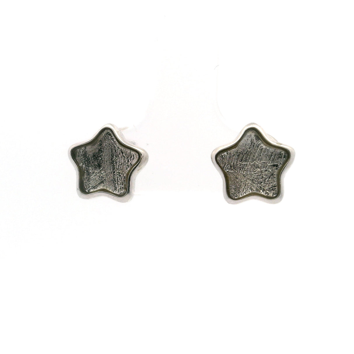 Munionalusta Meteorite Star Earring Studs with White Gold Vermeil and Sapphire Crystal Cabochons