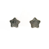 Munionalusta Meteorite Star Earring Studs with White Gold Vermeil and Sapphire Crystal Cabochons