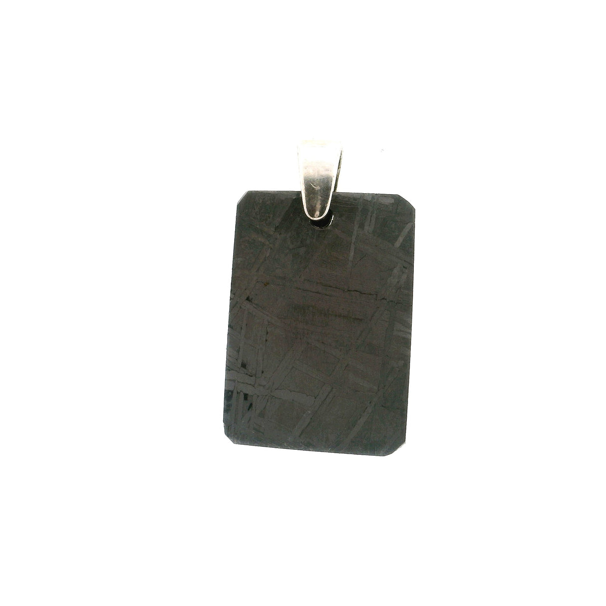 Muonionalusta Meteorite Pendant (Non-Plated) Clear Coated With Pinch Bail