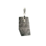 Muonionalusta Meteorite Pendant - Rhodium Plated with Pave CZs in Pinch Bail